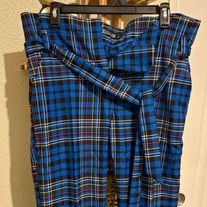 Zara Women’s Blue Plaid Cropped Pants